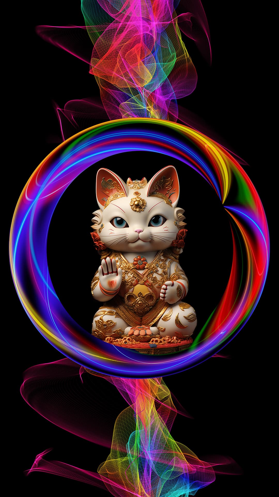 悟り猫神 iPhone8/Android待受け、縦横比19×6